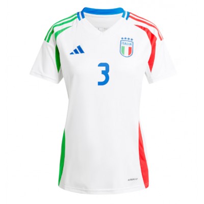 Fotbalové Dres Itálie Federico Dimarco #3 Dámské Venkovní ME 2024 Krátký Rukáv Fotbalové Dres Itálie Federico Dimarco #3 Dámské Venkovní ME 2024 Krátký Rukáv